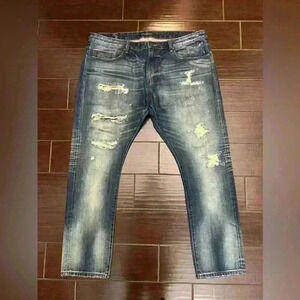 Cult of Individuality Japanese Selvedge Rebel Straight Button Men's Jeans 44x33